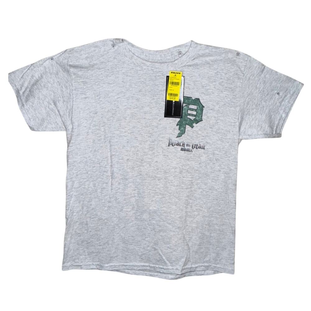 Primitive x Attack On Titan Cotton Tee Gray Boys Size M Sportswear Short Sleeve